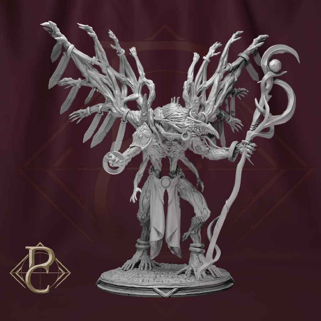 Detailed fantasy figurine with skeletal elements on a dark background
