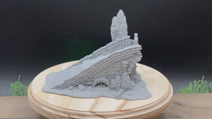 Bridge Half | Broken Roadway | Miniature Gaming Terrain Kit | 3DP4U | Medieval Town Set 2