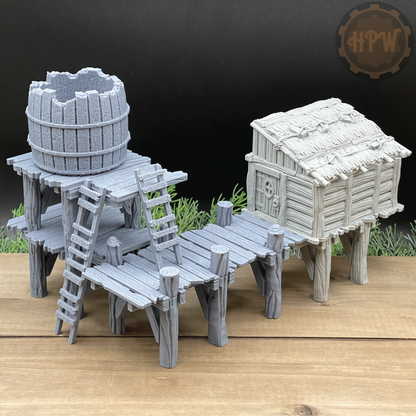 Docks and Piers | Seaside Platforms | Miniature Gaming Terrain Kit | GameScape3D | Sea Stack Cove