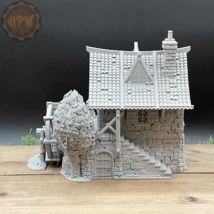 Watermill House | Wheel House | Miniature Gaming Terrain Kit | 3DP4U | Medieval Town Set 2