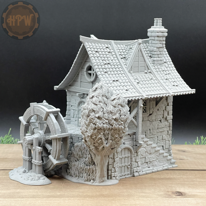 Watermill House | Wheel House | Miniature Gaming Terrain Kit | 3DP4U | Medieval Town Set 2