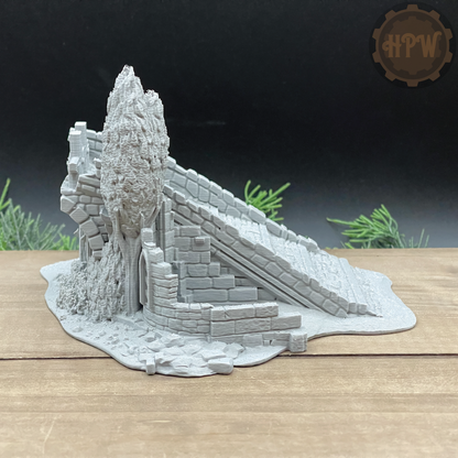 Bridge Half | Broken Roadway | Miniature Gaming Terrain Kit | 3DP4U | Medieval Town Set 2