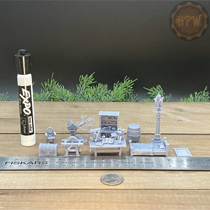 Founder's Cottage Furnishings | Tabletop Decorations | Miniature Gaming Scatter Terrain | Phoenix Foundry