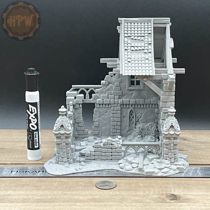 Ruins | Abandoned House | Miniature Gaming Terrain Kit | 3DP4U | Medieval Town Set 2