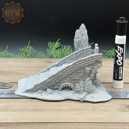 Bridge Half | Broken Roadway | Miniature Gaming Terrain Kit | 3DP4U | Medieval Town Set 2