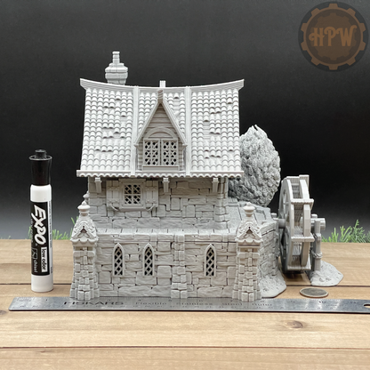 Watermill House | Wheel House | Miniature Gaming Terrain Kit | 3DP4U | Medieval Town Set 2