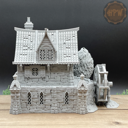 Watermill House | Wheel House | Miniature Gaming Terrain Kit | 3DP4U | Medieval Town Set 2