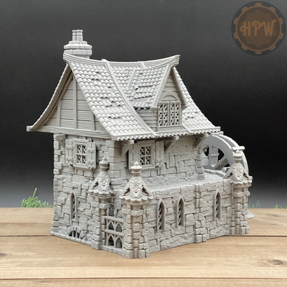 Watermill House | Wheel House | Miniature Gaming Terrain Kit | 3DP4U | Medieval Town Set 2