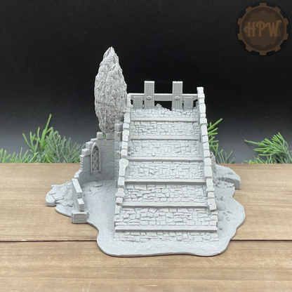 Bridge Half | Broken Roadway | Miniature Gaming Terrain Kit | 3DP4U | Medieval Town Set 2